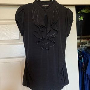 Heartsoul Black Ruffled Short Sleeve Blouse